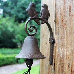 Fonte Bienvenue Dîner Cloche Amour Oiseaux Décor À La Maison En Détresse Brun Sonnette Sonnette Extérieure Porche Décoration Murale Antique225P