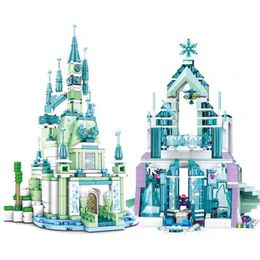 Castle House Set Movies Froz Snow World Magical Princess Ice Palace Building Blocks Bricks DIY Girls Toys Gift Compatibel 41148 AA220317