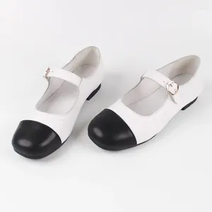 Casual 491 Stylesoft authentique chaussures japonaiskorean cuir noir et blanc ing mary jane à fond plat pour femmes b 62