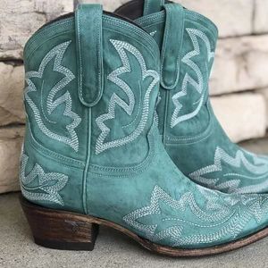 Boots de cheville de cowboy ouest occidental occasionnel Femme Femme Cowgirl en cuir serpe