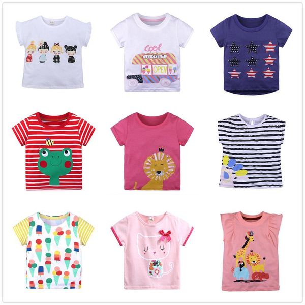 Casual Baby Girls t-shirts Toddler Girl Jumper Tee Shirt Summer Princess Girl's Blouse Cartoon Animal t-shirt Enfants Tops Coton 210413