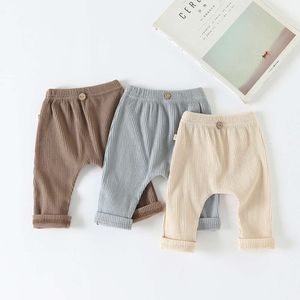 Casual Baby Trousers Bottoming Pant Ribbed Elastic Striped Pants Solid Color Infant Clothing for Kids Toddler Boys Girl Clothes