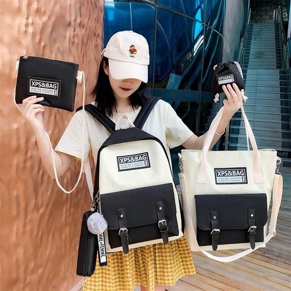Sacs à dos décontractés mode femmes ensemble sac d'école mignon coréen collège sacs à bandoulière pour adolescentes enfants Book3335