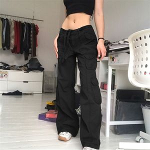 Jeans baggy décontractés femmes y2k vintage kaki streetwear sexy pantalon droit lâche basse taille high street flore femme cargo 220726