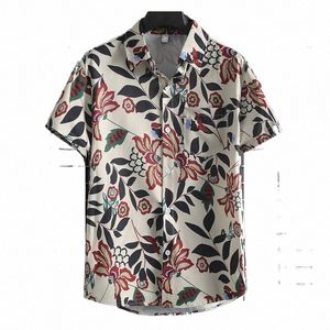 casual strandshirts voor heren - topkwaliteit shirts met ronde hals en rode print in 2 kleuren V6Wy#