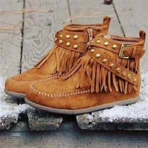 Casual laarzen Winter herfst 797 Ankle Western Cowboy Fashion Women Platform Fringe Designer schoenen Slip-on High Heels 231219 685