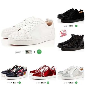 Casual bottomshoes Red 2024 Heren Casual schoenen Luxurys Designers Red Bottoms High Low Tops Studded Spikes Fashion Suede Leather Black Silver Man Women FL met doos