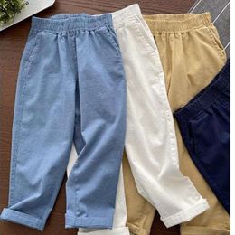 Boys décontractés Couleur continue Pantalon en lin en coton Vêtements d'enfants d'été 110-170 cm L2405