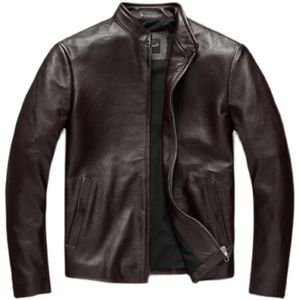 Veste en cuir véritable marron décontracté pour homme, manteau en peau de vache véritable, printemps-automne, Jaqueta Masculina Couro 240119