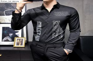 Casual Business Korean Men Shirt Britse stijl Lange mouw Solid Color Dress Formele shirts voor Camisa Masculina Men039S8613170