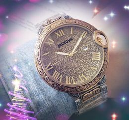 Casual Business movimento al quarzo orologi da uomo 48mm acciaio inossidabile highend cristallo specchio batteria fiori incisi custodia classica ed elegante orologio da polso Montre De Luxe