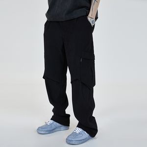Casual Cargo Pants Harajuku Multi-Pockets rechte kant rits heren High Street Oversize Baggy Broek Hip Hop Solid Black