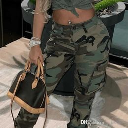 Casual lading broek vrouwen kleding print camouflage broek baggy rechte hoge taille capri's