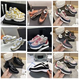 Casual Channells Chaussures Vintage Daim Cuir Réfléchissant Designer Chaussures Hommes Femmes Baskets Runner Lace Up Or Argent Plat Entraîneur Mesh Nylon 35-42