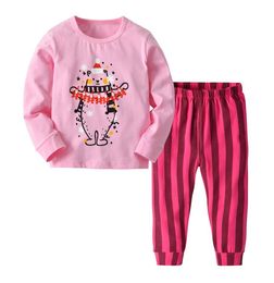Casual Kinderen Meisjes Katoenen Pyjama Set Eenhoorn Kerst Lange Mouw Peuter Baby Kids Tops Broek Meisjes Kleding9986332