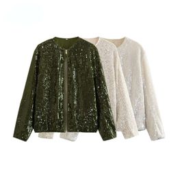 Abrigo informal de manga larga para mujer, nueva ropa de abrigo, moda Antumn, cazadora de lentejuelas, abrigos para mujer, elegante