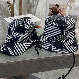 Casual kleurblok streep emmer hoeden witte schipper hoeden ontwerper ster visser hoed ontwerper strand vismans cap zebra strepen honkbal petten sunhat