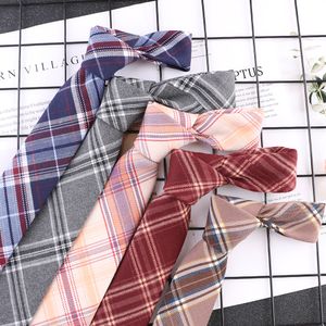 Corbatas informales de algodón de 6cm para estudiantes, corbata a cuadros de Jacquard, uniformes para hombres y mujeres, camisa, falda a cuadros, accesorios, corbatas