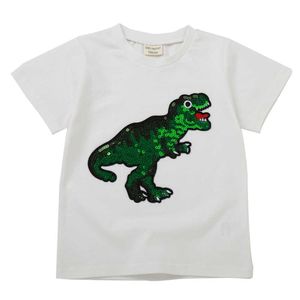 Casual coton enfants garçons t-shirt tops t-shirts été à manches courtes changement couleur bande dessinée sequin t-shirt o-cou enfants vêtements garçon 210713