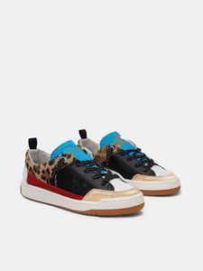 Parejas casuales Diseñador de zapatos dorados Italia Versión de lujo Top Sneakers in Leopard-Pint with Gold Star italiano Hecho a mano Genuine Cuero pequeño sucio zapatos sucios