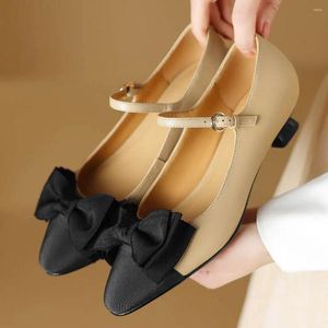 Casual Koe Dames 663 Schoenen Leer Mary Jane Pumps Kitten Heel Zoet Bowtie Koreaanse stijl Lage hakken Elegante dames Slanke jurk Hakken Dames Ed S 34538 ed s