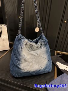 Casual Denim Garbage HandBags Classic Beach Bag Designer Sacs fourre-tout Sac à main Sac à bandoulière Luxe Grande capacité Sac à provisions Mode Womens Chaîne sacs à main 40 / 34CM