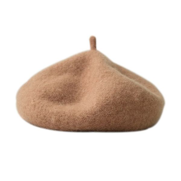 Sombrero de bebé de lana de moda de diseño informal para niñas, boina elástica de Color caramelo para niños, gorras para niños de 2 a 6 años
