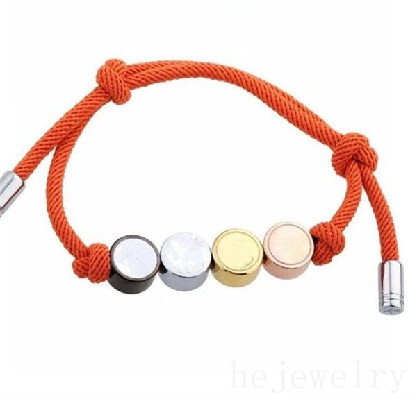 Pulsera de diseñador casual para mujer retro mantener brazaletes de cuero color sólido 4 cuentas pulsera ajustable regalo de aniversario pulsera de lujo con dijes de metal pareja