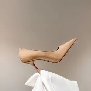 Zapatos informales de diseñador a la moda para mujer, zapatos de oficina para mujer, charol desnudo, punta puntiaguda, tacones altos, tacón de aguja, zapatos de noche para graduación de 10cm