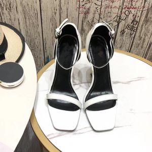 Casual Designer Lady Mode Femmes Sandales Blanc En Cuir Véritable À Bretelles Peep Toe Stiletto Talons Hauts Slingback Chaussures Zapatos Mujer sandalias de las mujeres