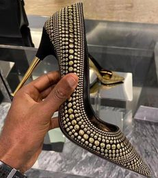 Concepteur décontracté sexy dame fashion femmes chaussures noires vraies pics d'or en cuir en cuir moatt