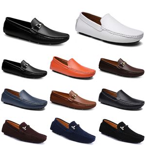 Décontracté Doudou Gai Leather Men de conduite chaussures respirables Soft Soft Light Tan Blacks Navys Whites Blues Siers Yellow