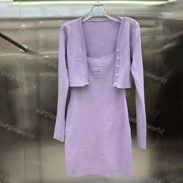 Robe décontractée pour femmes, ensemble deux pièces, robe Simple tricotée, col licou, manches longues, Cardigan tricoté