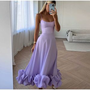 Casual dressing spaghetti riemen prom jurk ruches zoom mouwloze lange vrouwelijke jurken elegante feestavondjurken aline vestidos 230424