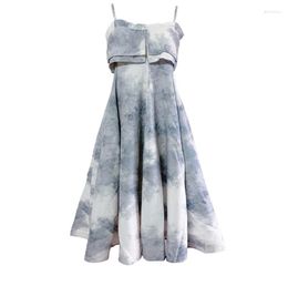 Robes décontractées 100,00 kg Exportation surdimensionnée Vêtements pour femmes Amazon Fashion Wind Strap Encre Painting Dress Cardigan Slim Look