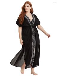 Robes décontractées 100,00 kg plus taille Vêtements pour femmes Chubby Girl Loose Cardigan Extérieur Trench-Coat Black Mid-Longle