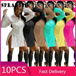 Casual jurken 10 stks bulk items groothandel veel vrouwen sexy jurk club met lange mouwen clubkleding winter boven knie S5144