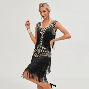 Vestidos casuales de 1920 Art Deco Gatme Disfraz Flapper Vestido Pavo real Superior de dama de honor Boda con cuentas Charleston Downton Vestido