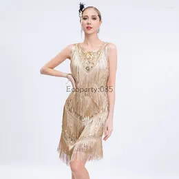 Casual jurken 1920s vintage pailletten kralen jurk mode v-hals jas gatsby dance tassel bruiloft feest nagel kraal toast cocktail