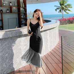 Casual Kleider 2 Farben Sommer Schwarz Grau Slim Slip Kleid Frauen 2023 Elegante Bodycon Lange Wrap Formal Für Hochzeit Gast geburtstag Prom