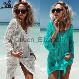 Casual Jurken 2018 Nieuwe Beach Cover Up Bikini Gehaakte Gebreide Tassel Tie Beachwear Zomer Badpak Cover Up Sexy See-Through Strand Jurk J230614