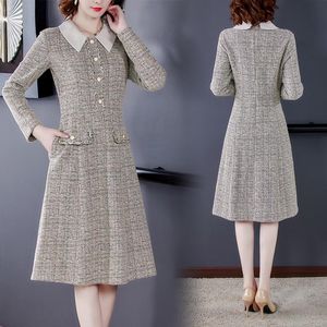 Robes décontractées 2021 automne hiver mode femmes robe en Tweed Vintage laine Chic a-ligne Vestdios