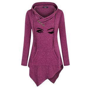 Casual jurken 2021 Fashion Lash wenkbrauwen ogen afdrukken vrouwen lange mouw grappige pullover hoodies sweatshirts vrouw cadeau meisjes kleding