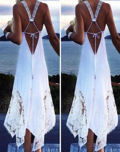 Vestidos casuales 2022 Boho Hollow Long Dress Mujeres Halter Backless Beath Behin Black O Neck Myeveless Midi Vestidos Ladies 5XL6317114