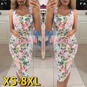 Robes décontractées 2022 Nouvelles femmes Robe imprimé de mode Rose Robe imprimé floral Robe de fête Crayon Bodycon Party Robe Summer Sexy Knee Longueur Jupe W0315