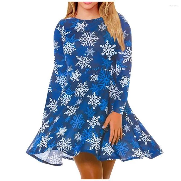 Robes décontractées 2023 Automne Noël Béquille Motif Imprimer Mini Robe surdimensionnée Femme Cadeau Fête d'hiver Femmes