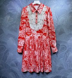 Robes décontractées 2023 Robe d'automne Femmes de haute qualité Collier de redressement