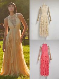 Casual jurken 2023 Designer Design Nieuwe damesronde nek mouwloze geborduurde bloem lange jurk