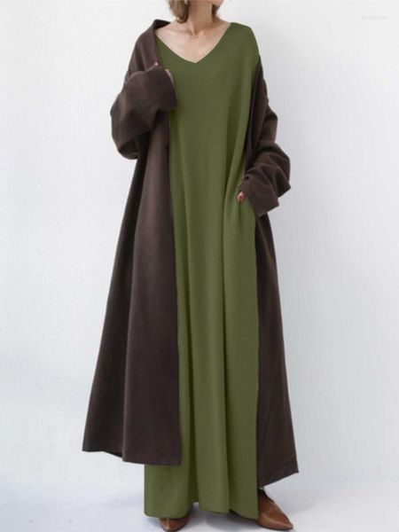 Vestidos casuales 2023 elegante algodón largo verde mujer Primavera Verano Oversize 5XL vestido de manga de mujer trajes de Club