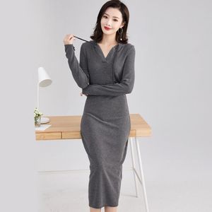 Robes décontractées 2023 Korean Maxi pour femmes manches longues robe d'hiver automne élégantes vêtements pour femmes minces
